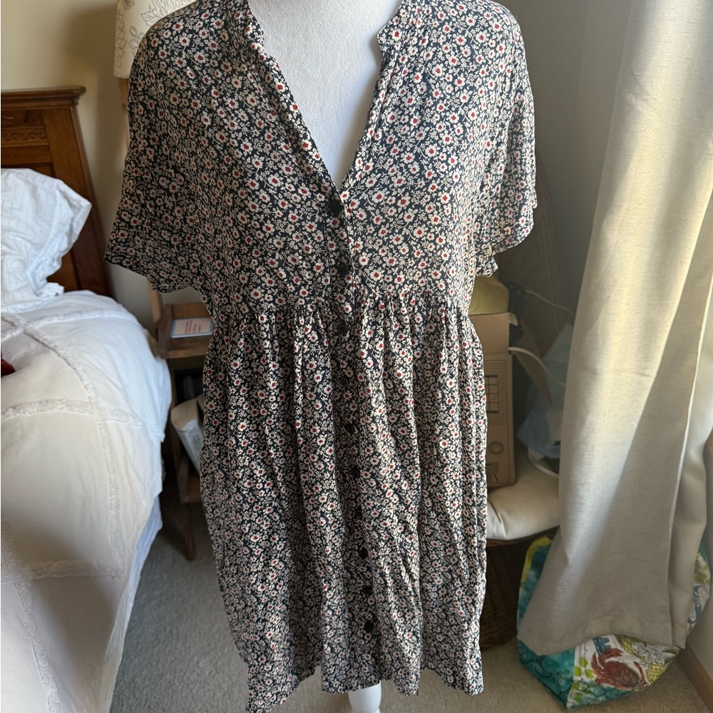 Anthropologie Floral Button-Down Dress - Black and White - Picture 1 of 5
